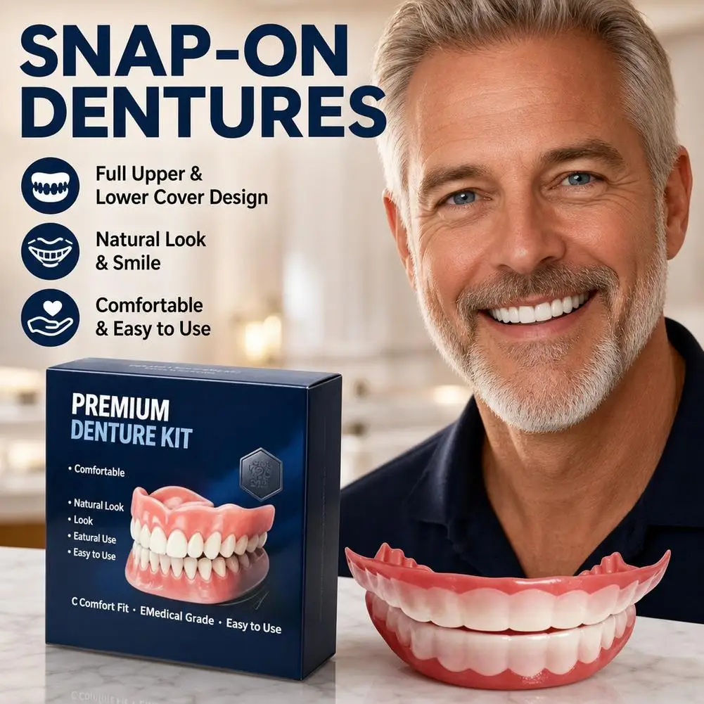 Temporary Denture Kit Medical Grade Silicone False Teeth Comfort Custom Fit Missing Teeth Restoration Cosmetic Veneers