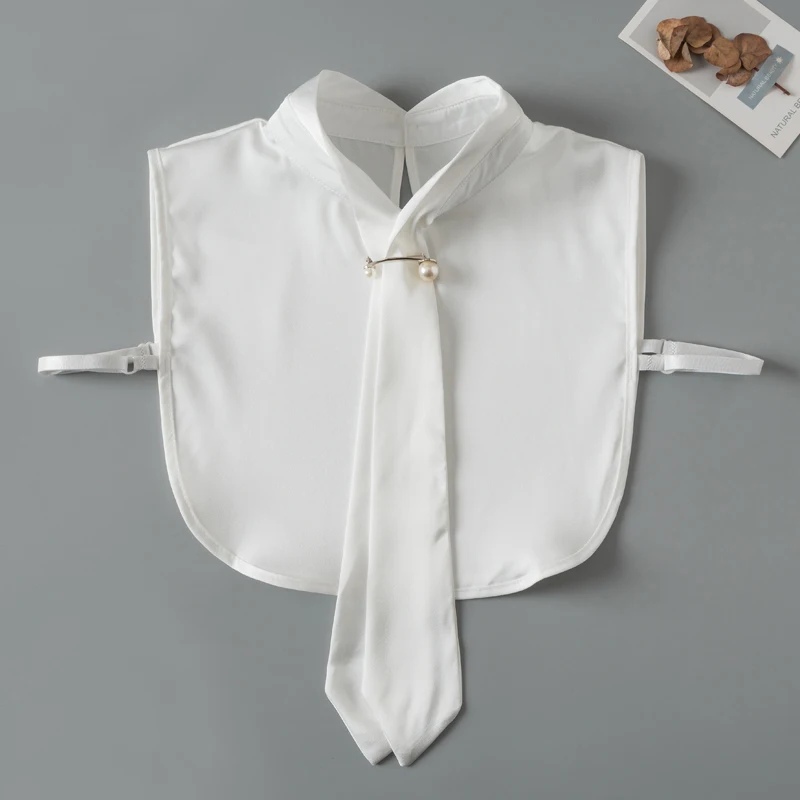 

Front Tie Fake Collar Attachables White Fake False Collars Woman Removable Chiffon Detachable Collar Shirt Faux Col Chemisie