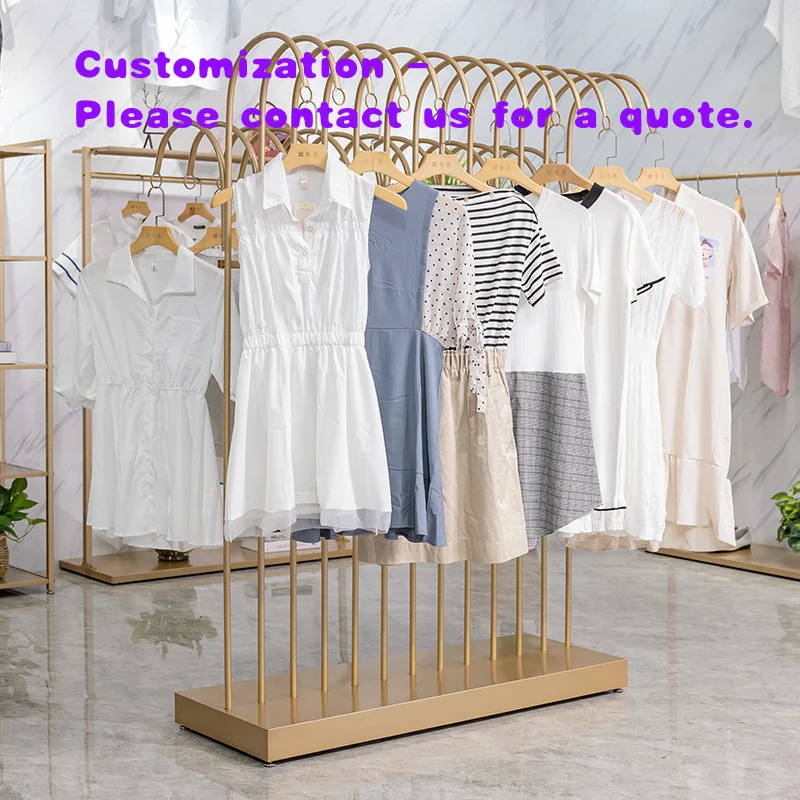 custom.Nakajima Modern Double-Row Iron Floor-to-Floor Design Display Rack Women's Clothing Middle Shelf Sto