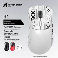 Ratón inalámbrico para juegos Attack Shark R1 X11, 18K DPI PAW3311, tres modos Bluetooth/2,4 GHz/con cable, ligero, ratón macro para juegos