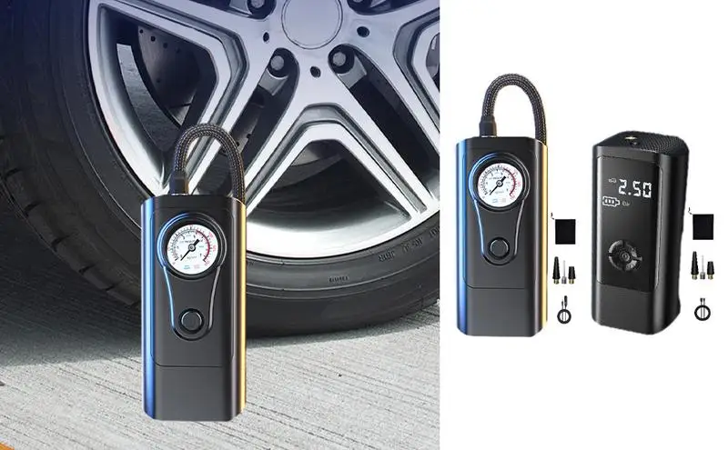 

Small Air Compressor Portable Tire Inflator Pump For Vehicles Handheld Wireless Digital Display Charging Pump Air Nozzle