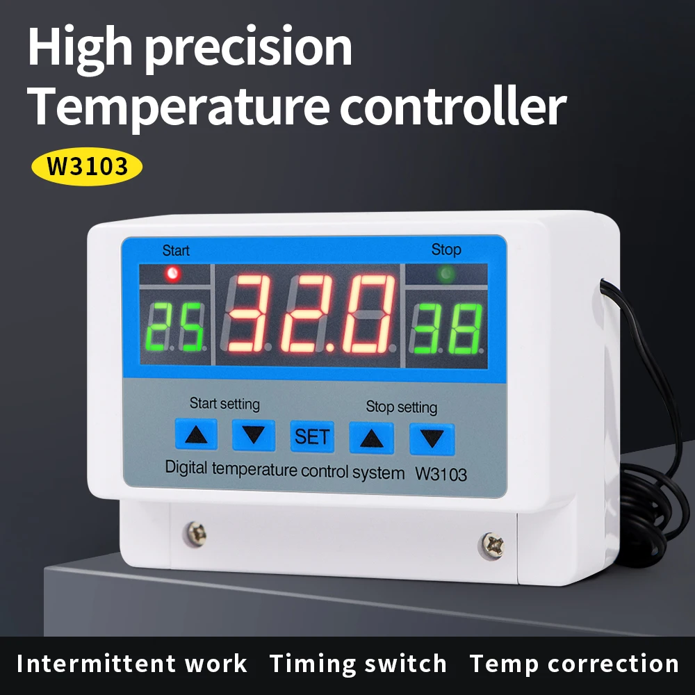 

5000W High Power 30A Digital Temperature Control With Sensor Probe LED Thermostat Heat/Cooling Control Instrument AC 110-220V