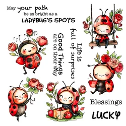 Mangocraft Spring Day Cartoon Baby LadybugsCutting Dies Clear Stamp DIY Scrapbooking Metal Dies Silicone Stamp For Cards Albums