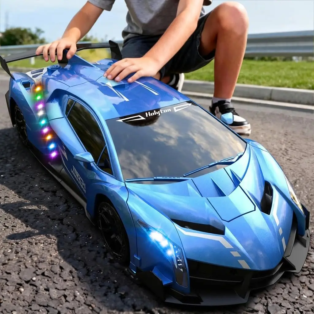 1:10 Transforming RC Car, Large Remote Control Car | One-Button Transform to Robot, 2.4GHz Remote Control, Gesture Sensing, LED