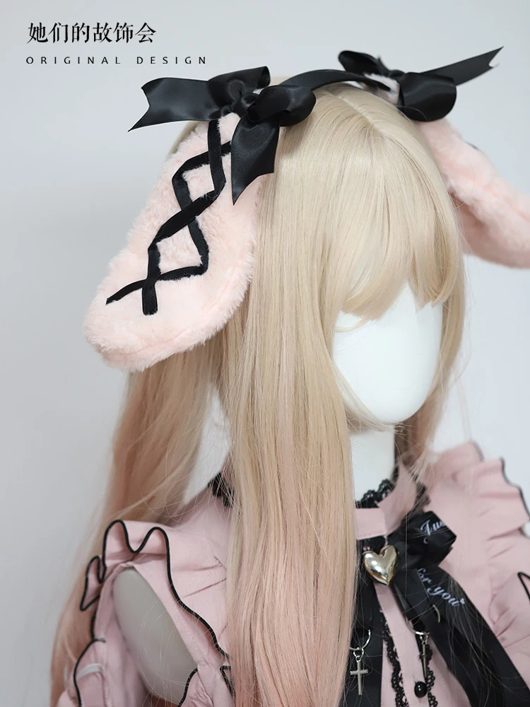 Kawaii Welpenohren Stirnband Spitze Schleife Kopfwickel Lolita Party Cosplay Maid Kopfschmuck Frauen Mädchen Anime Haarschmuck