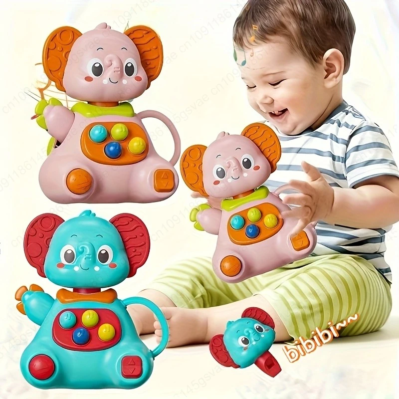 Colorato e gioioso sonaglio con sfera con impugnatura per elefante: sensoriale in ABS sicuro e per i più piccoli, sviluppo multicolore delle competenze motorie con consistenza morbida