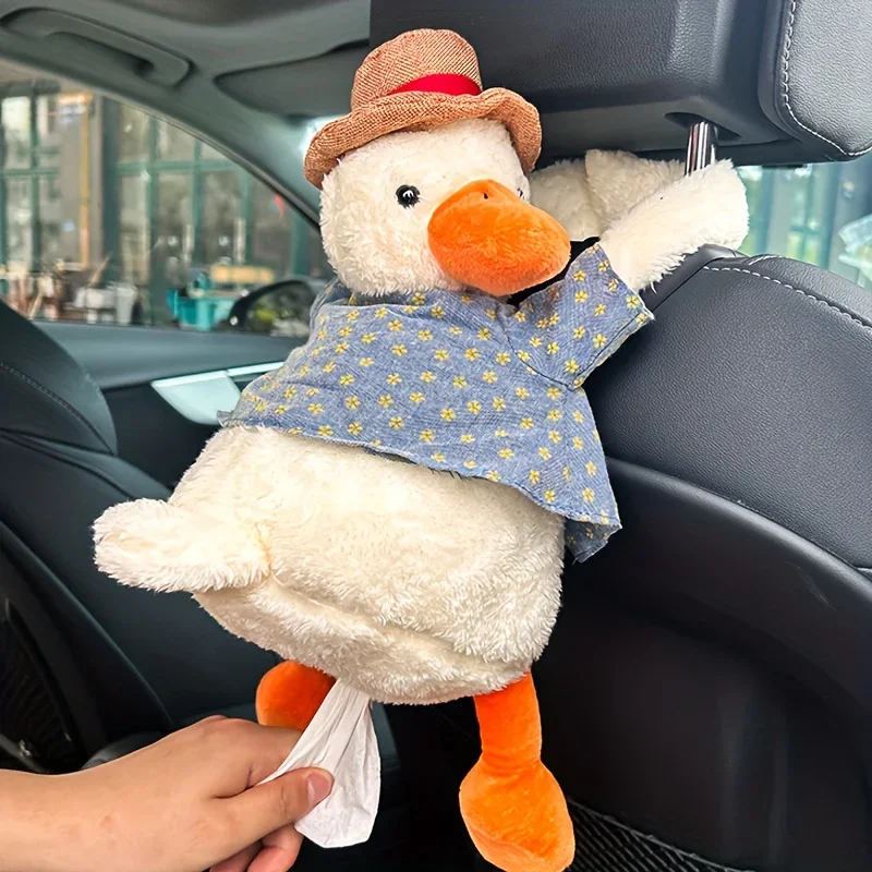 

Cartoon Plush Toy Doll 1pc Cute Duck Car Tissue Box, Cute Hanging Car Tissue Box,Creative Car Decorative Accessories