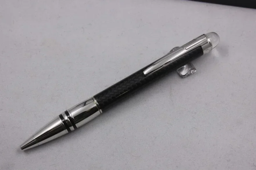 أقلام حبر جاف فاخرة من ألياف الكربون الأسود MB مع قلم هدية للكتابة على شكل رأس كريستالي للقرطاسية المكتبية والأعمال #6