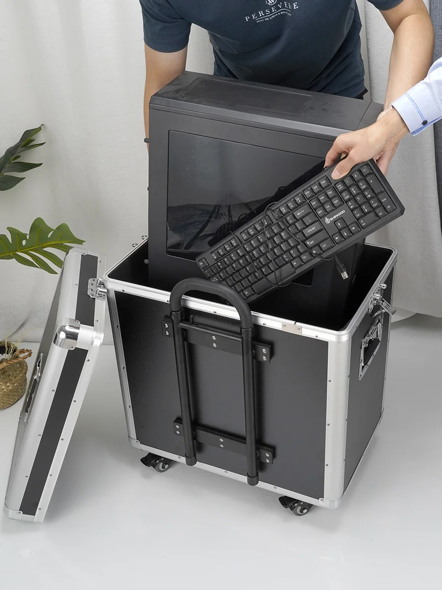 Install Desktop Computer Rod Storage Box Host Carrying Case Handling Display Transport Bag All-in-one Suitcase