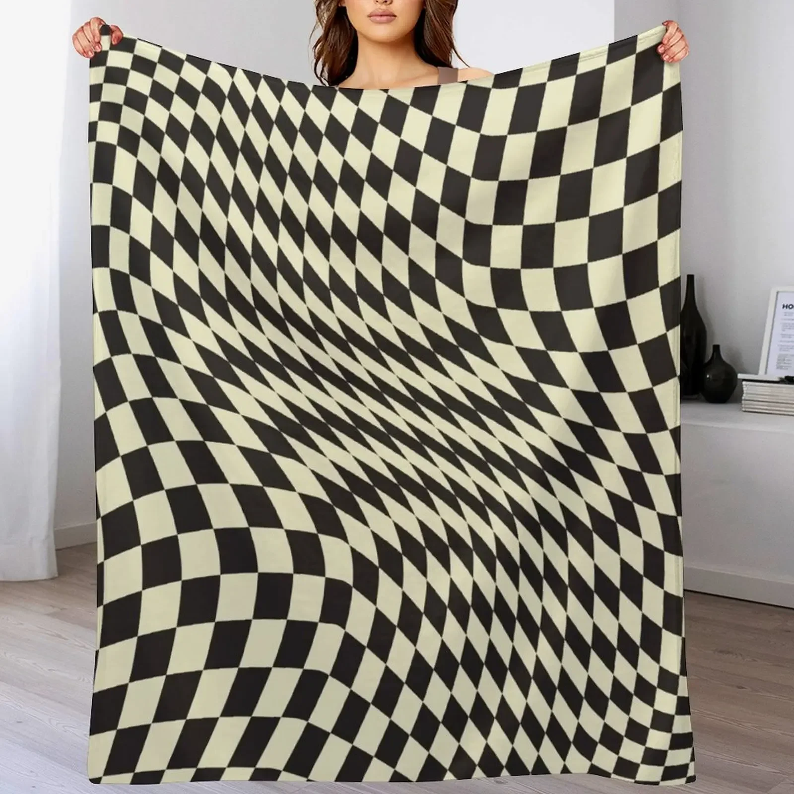 

LSG Distorted Checkered Throw Blanket Plush Beach Thermal Blankets