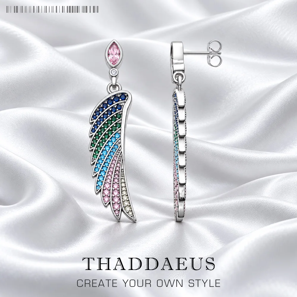 Bright Hummingbird Wing Earrings New Rainbow Bohemia Gift For Women High Quality 925 Sterling Silver Multi-coloured Fine Jewelry
