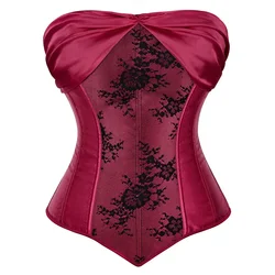 Woman Corset Vintage Satin Corsets Floral Lace Up Bustier Gothic Exotic Bustiers Romantic Bridal Outfit Medieval Party Costumes