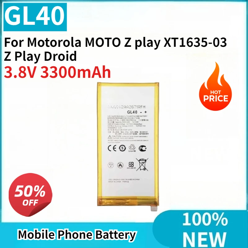 

High Quality GL40 3.8V 3300mAh Battery For Motorola MOTO Z play XT1635-03 Z Play Droid Brand New