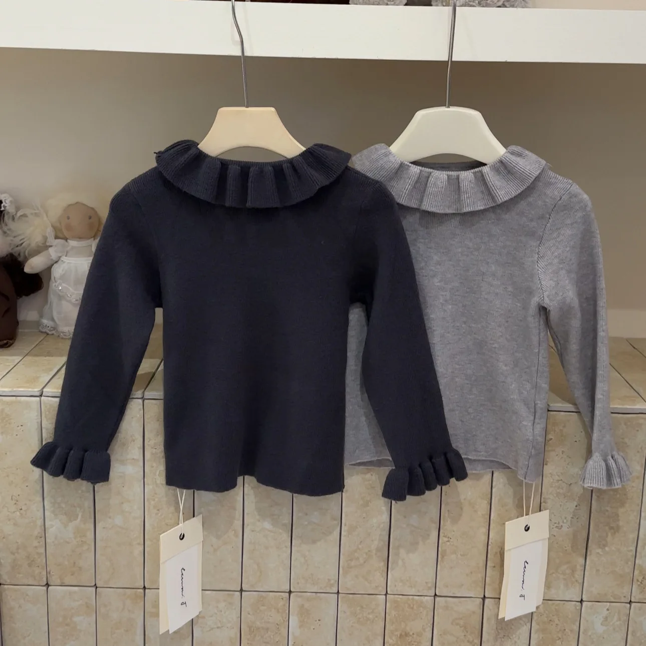 

Children's Clothing Girls' Bottoming Shirt 2025 Autumn New Ruffle Edge Neckline Children's Sweet Top