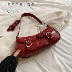 LEFTSIDE Small Double Pockets Design Silver Shoulder Bags For Women 2024 Y2K Trend Crossbody Bag Female Handbags And Purses