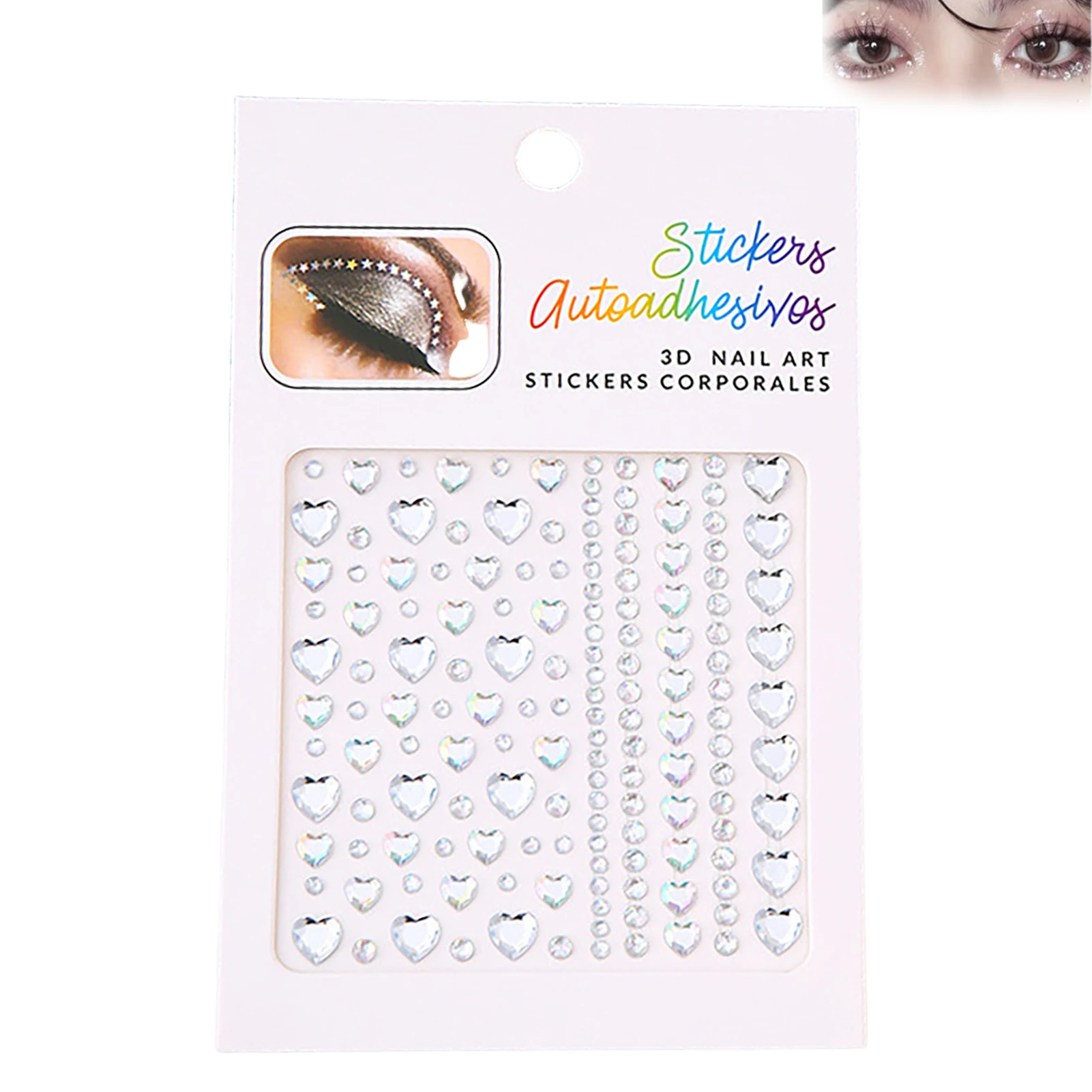 Glue-Free Eye Diamond Stickers Flower Heart Water Drop Shaped Face Sticker for Festival Outfit Mermaid Stickers