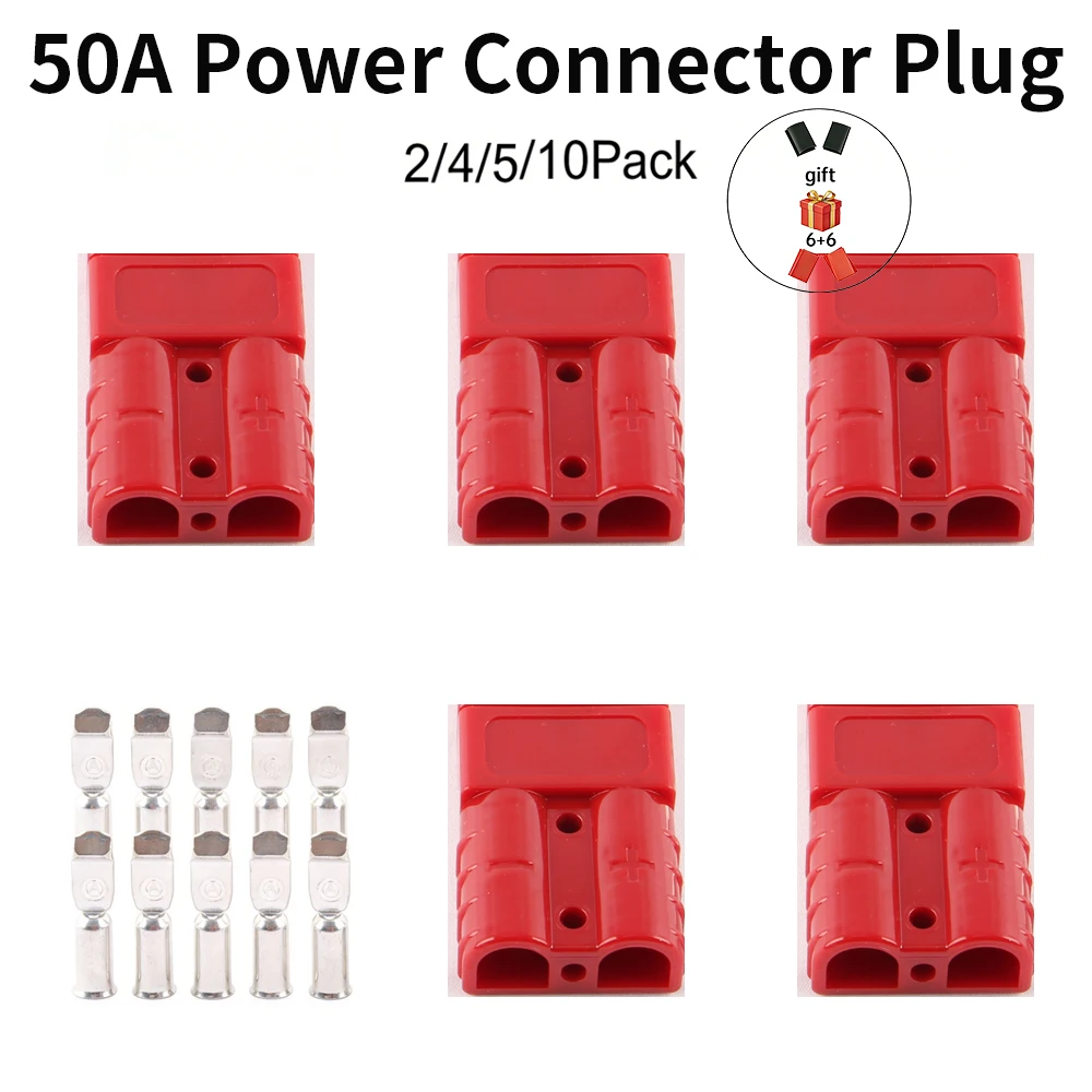 50A Double Pole 2/4/5/10PCS Battery Quick Connect Disconnect Connector Set Power Connector Plug Kit for Car Battery Charger