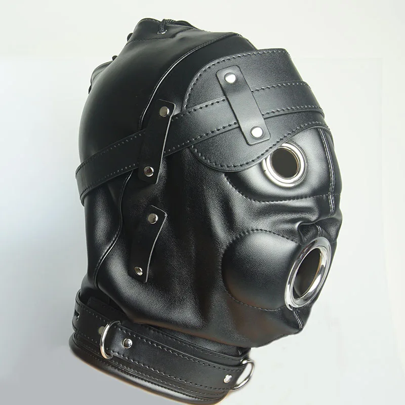 BDSM Bondage Hood Mask with Removeable Mouth Gag And Blindfold,Sex Toys for Couples,Faux Leather Restraints