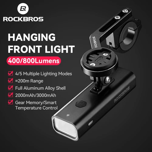 Luz colgante para bicicleta ROCKBROS, 400/1000LM, lámpara destacada para Ciclismo de Carretera MTB con soporte Ipx6, luz de carga tipo C para bicicleta