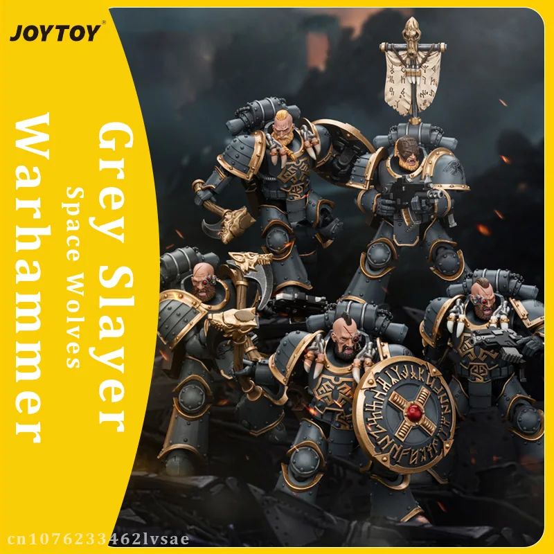 JOYTOY Warhammer 40K Space Wolves Grey Slayer 1/18 Action Figure Pack Huscarl 12cm Anime Figurine Model Collection Toys Boy Gift