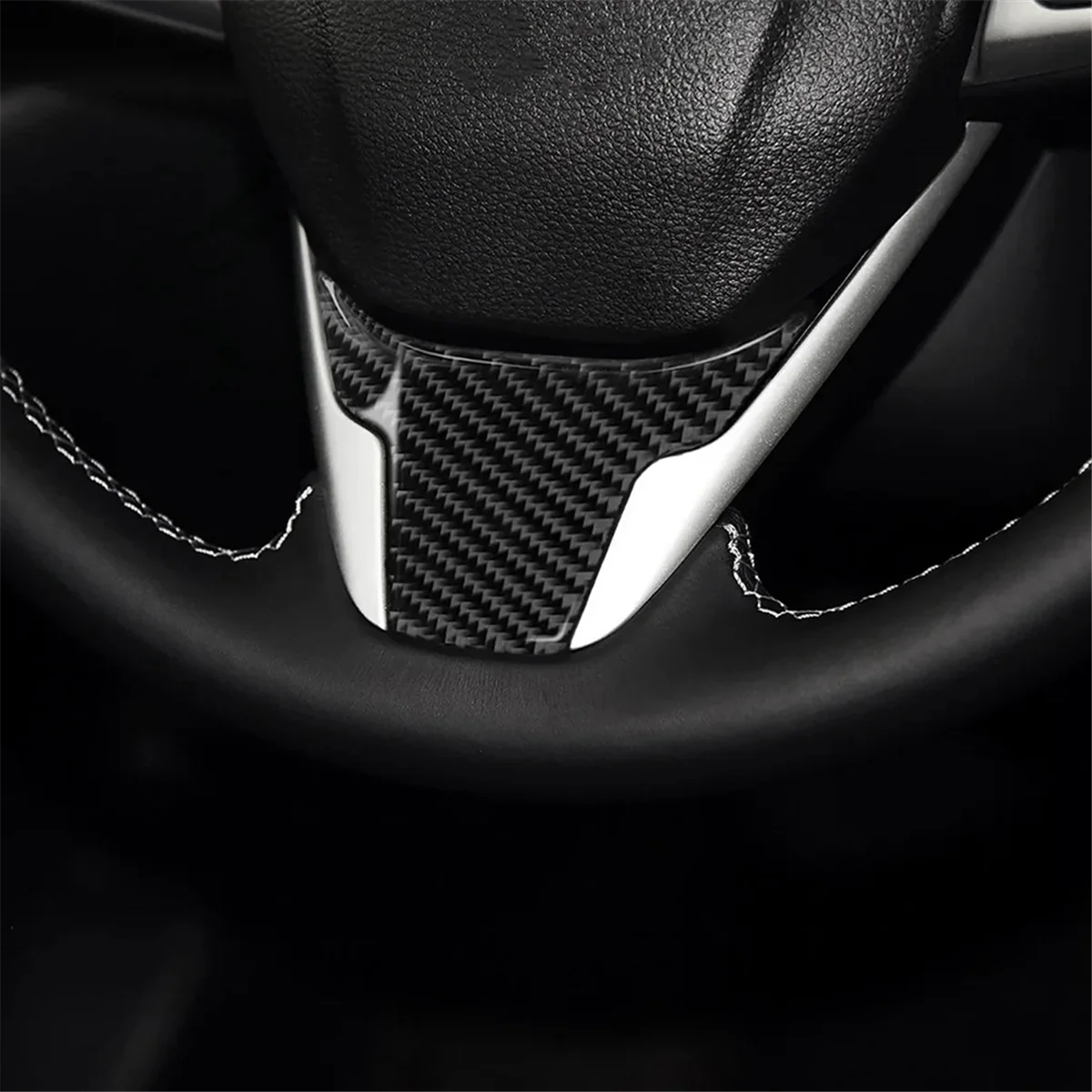 Carbon Fiber Steering Wheel Lip Cover Panel Frame Trim for Honda Civic 2016-2021