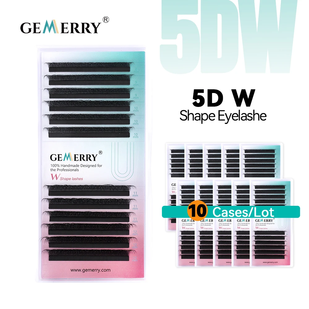 

GEMERRY 10 упаковок 5D W-образных ресниц, натуральные накладные ресницы из искусственного меха норки, профессиональные готовые объемные пучки для наращивания ресниц