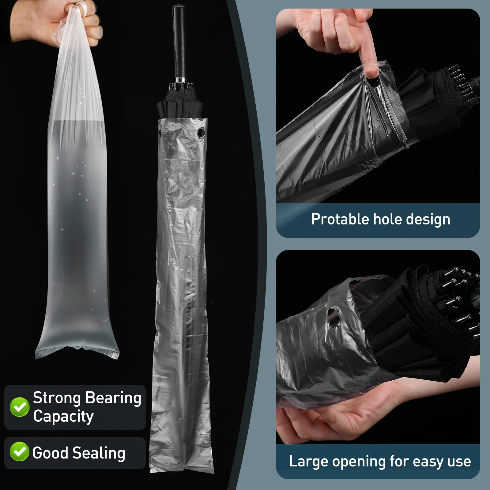100 шт., сумка для зонта от дождя, 13X72 см, одноразовая пластиковая пленка для зонта с длинной ручкой, защита от пыли и влаги, путешествия на открытом воздухе