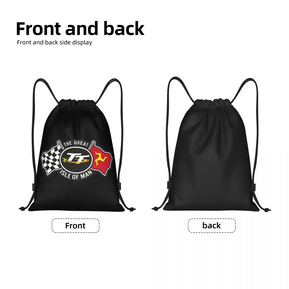

Isle Of Man TT Races Drawstring Backpack Sports Gym Bag for Men Women Motorcycle Sports Shopping Sackpack