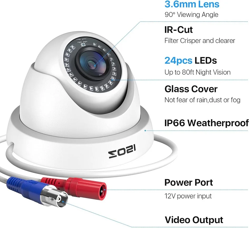 ZOSI 4 Pack 2.0MP HD 1080P Security Cameras Kit TVI/CVI/AHD Indoor Outdoor 80ft Day Night Vision CCTV Dome Home Surveillance Cam