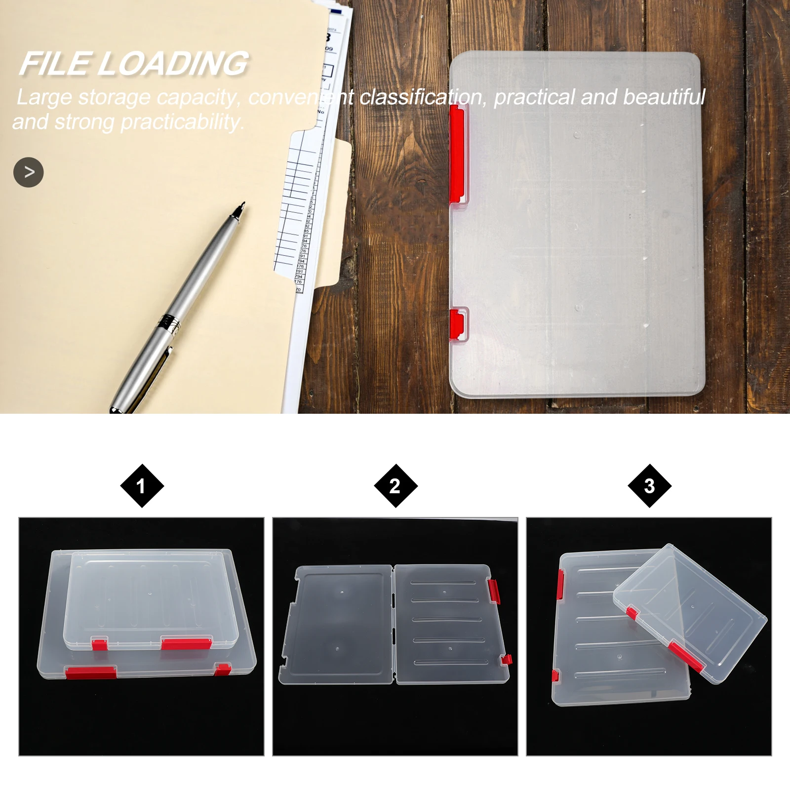 

2 Pcs File Boxes Storage Desk Organizer Document Filing Desktop Red Office Supplies