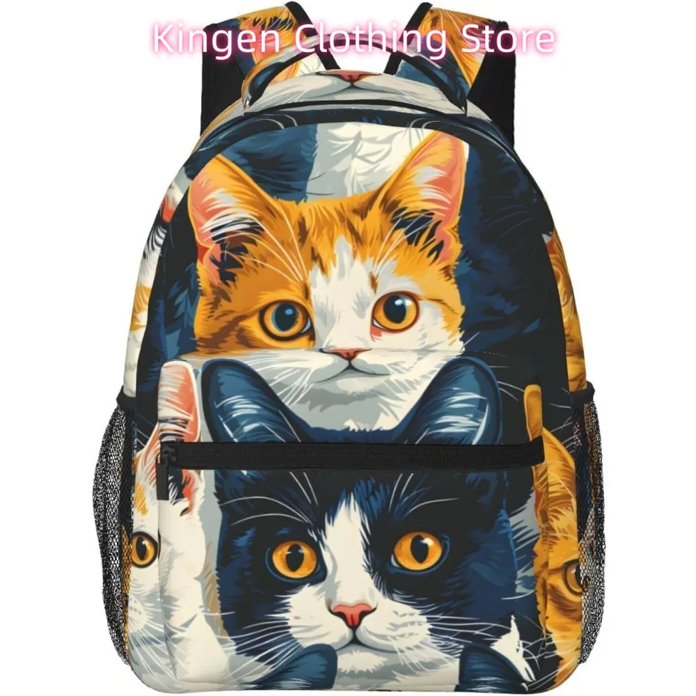 

laptop bag back to school Cute Cat Painting Lightweight Laptop Backpack Lightweight Multipurpose Travel Casual Daypack Unisex C