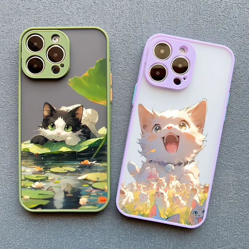 Various Style Cat Phone Case For iPhone 16 13 12 Pro Max Mini 15 14 11 Pro Max Plus SE2 8 7 Plus X XS XR Cute Naughty Cat Covers