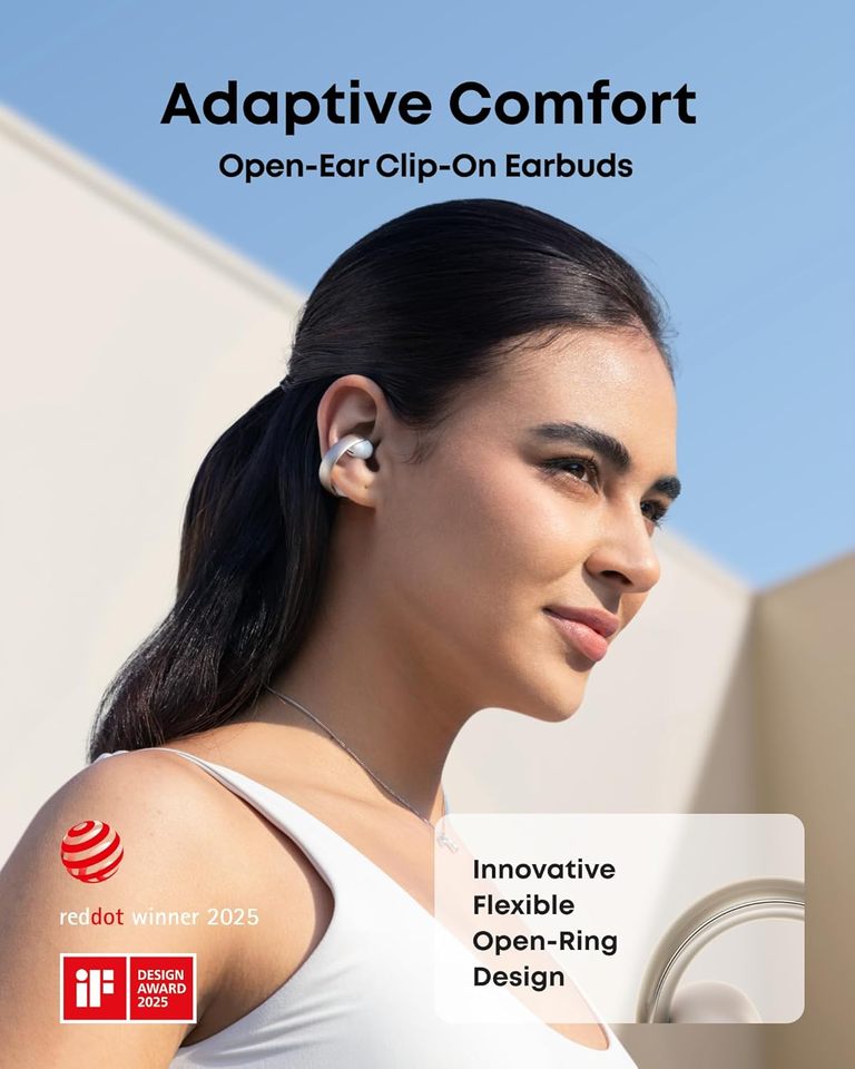  Anker Soundcore AeroClip Open‑Ear Bluetooth Earbuds Clip‑On Headphones Hi‑Res Audio Powerful Bass AI Clear Calls 12mm 