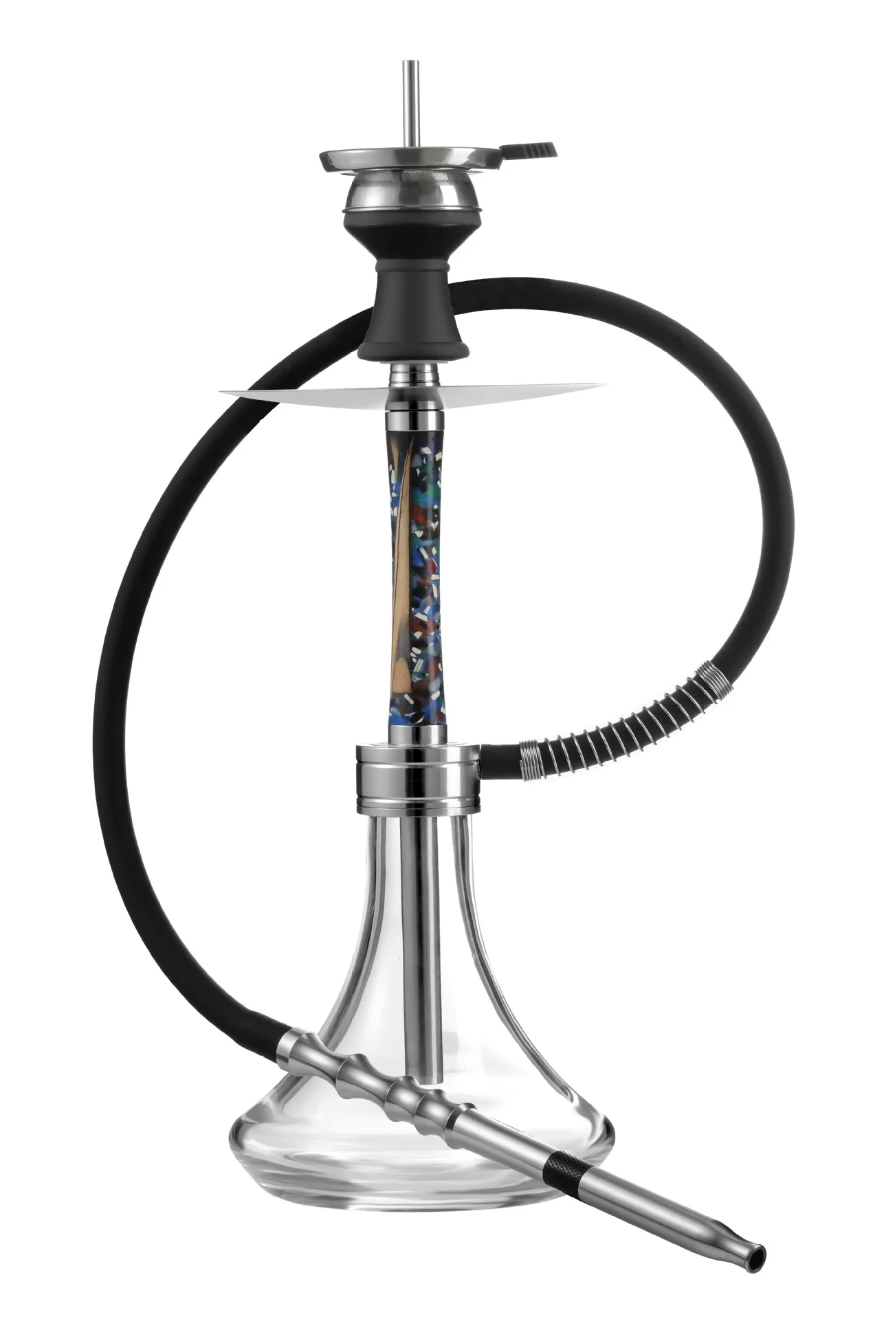 

8 Hole Hookah Set with Silicone Hose Bowl Tongs Mouth Tips Chicha Wood Shisha Complete Set Small Glass Aluminum Hookahs