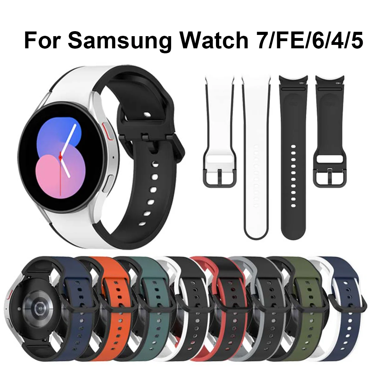 حزام رسمي 1:1 لساعة سامسونج 7/FE/6/4/5/5 Pro 44 مللي متر 45 مللي متر 40 مللي متر إصدار مخصص سبورت 20 مللي متر باند جالاكسي 6 كلاسيكي 47 مللي متر 43 مللي متر