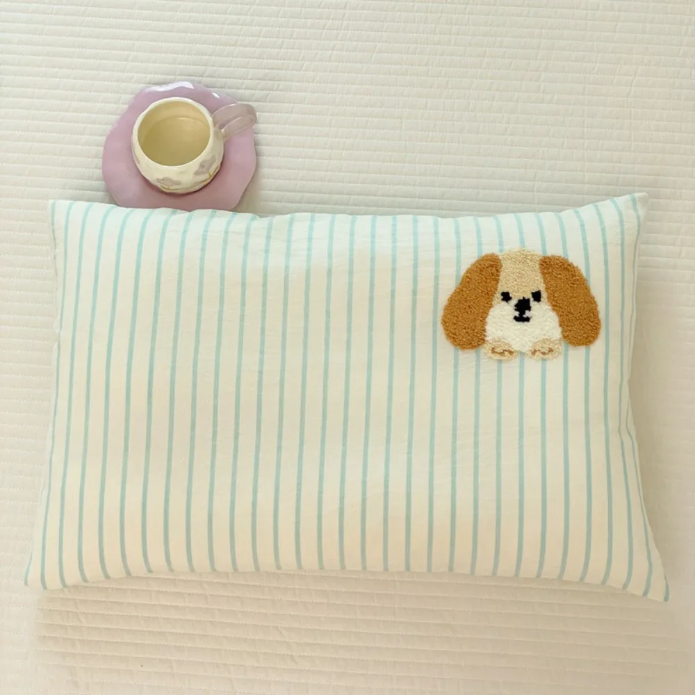 Pure Cotton Cartoon Dog Pattern Student Pillowcase Washable Skin-friendly Single Pillowcase Rectangular Breathable Pillowslip