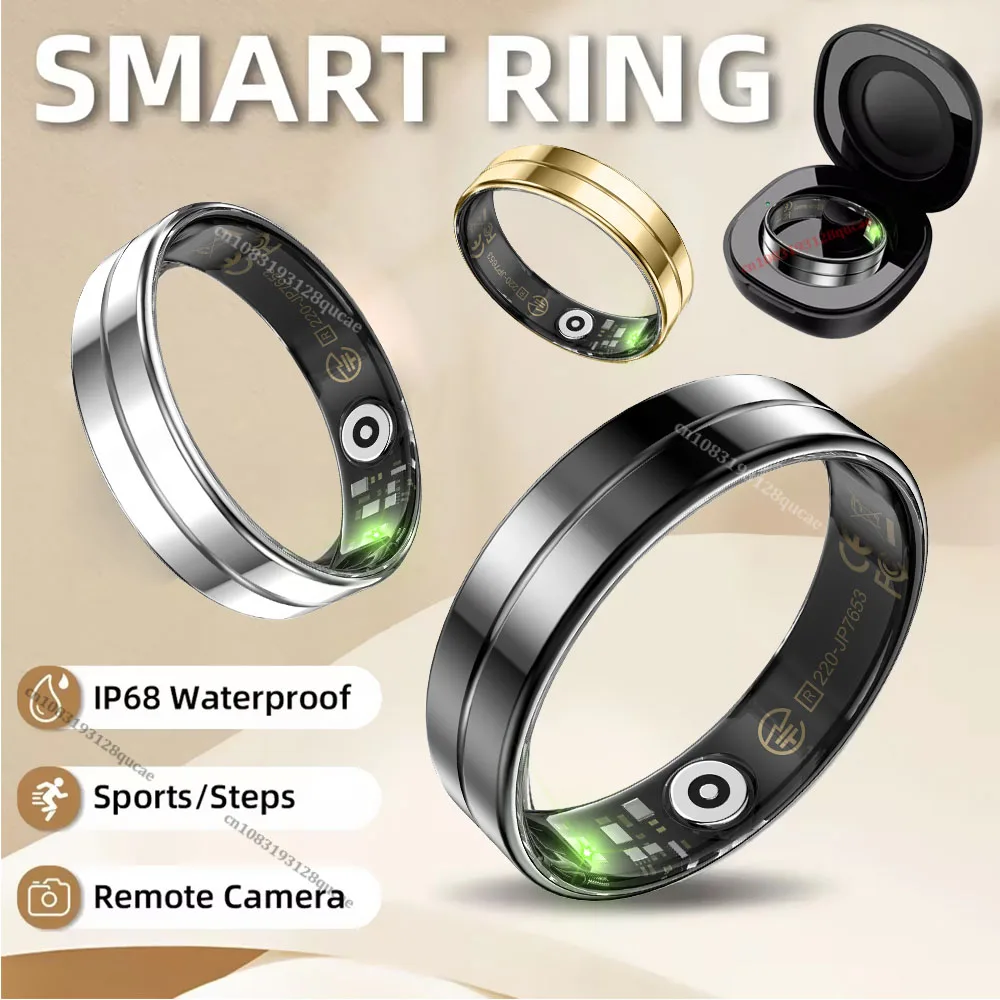 

2025 Smart Ring with Charging Case Heart Rate Blood Pressure Monitor 5ATM Waterproof Health Ring Men Women For Android IOS Gifts