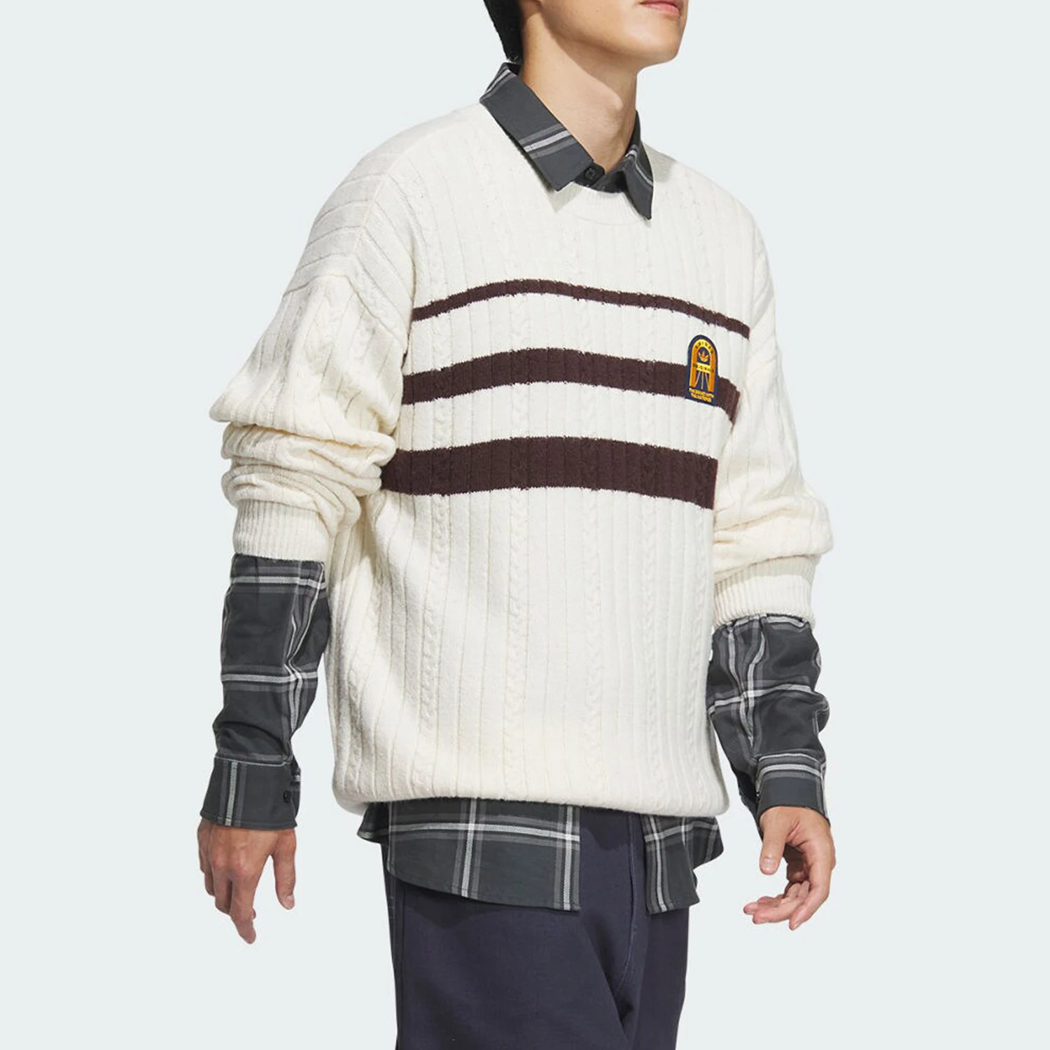 Adidas genuine clover men's and women's retro college knit sweater JC6850