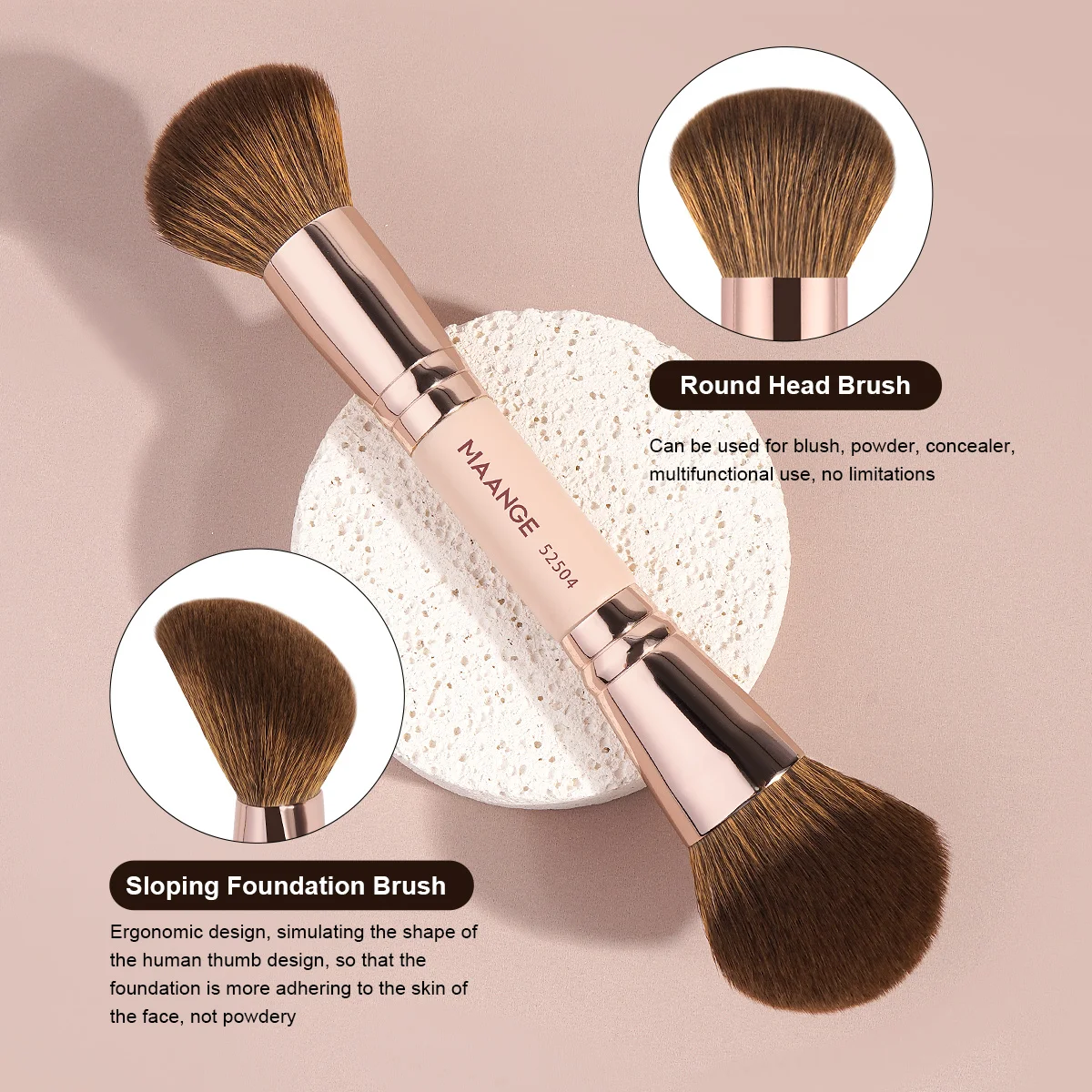 MAANGE 4 szt. Zestaw pędzli do twarzy i oczu, ultra miękkie włosie, pędzle do podkładu, korektora, różu, konturowania i cieni do powiek dla bezwadnego makijażu