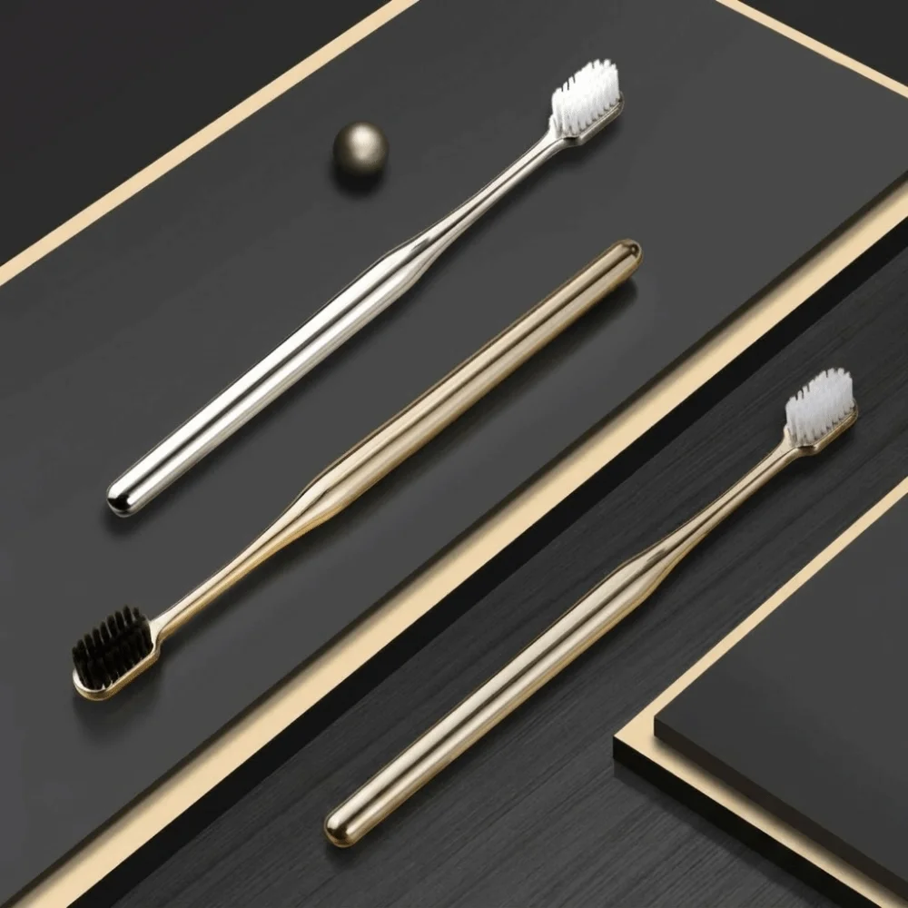 Luxury Manual Toothbrush Gold Silver Deep Cleaning Dental Brushes Soft Bristles Dental Care Adult Tooth Brush Adult Use