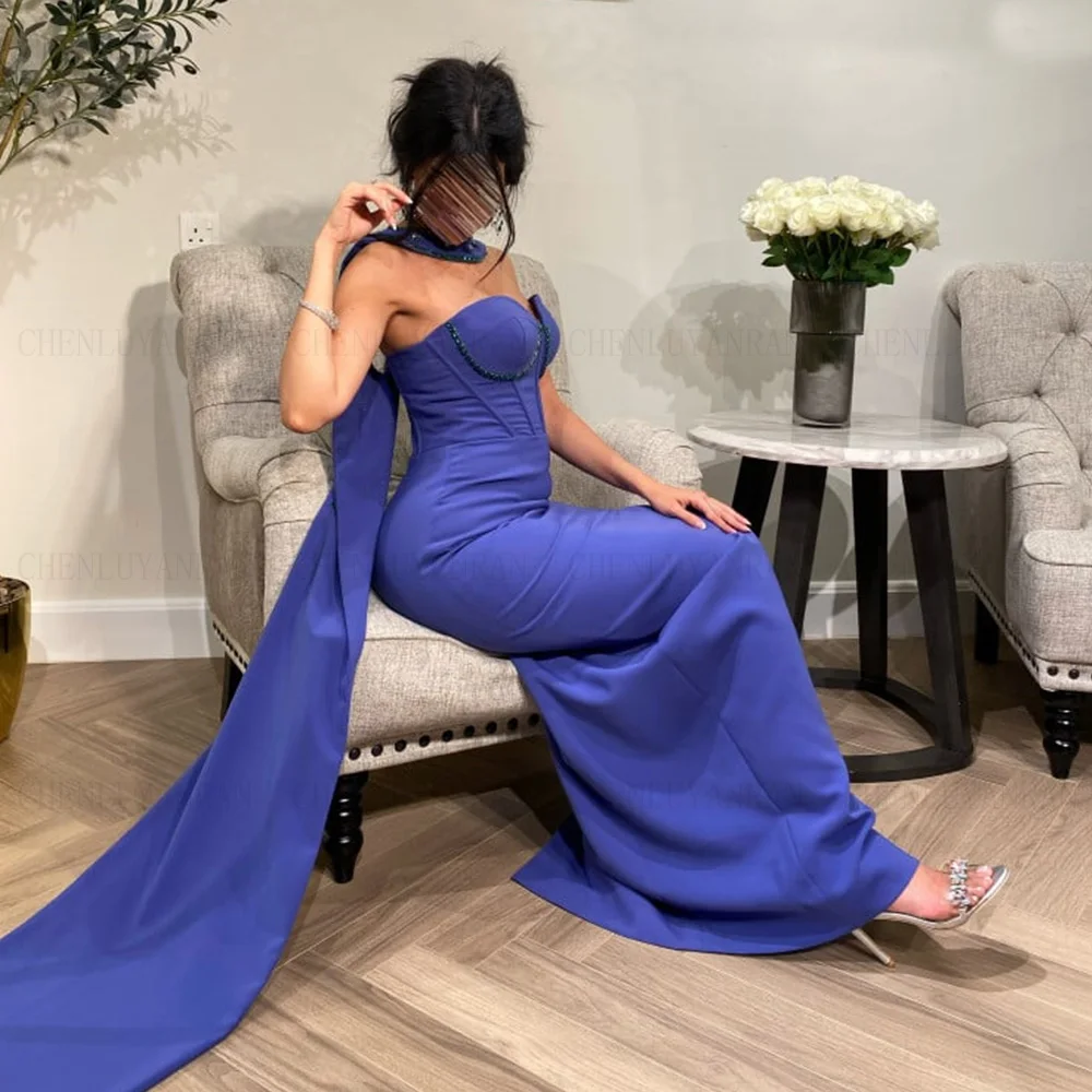 Satin Mermaid Formal Occasion Dresses 2024 Strapless Beading Long Ball Gowns High Quality Long Evening Party Gown فساتين الحفلات