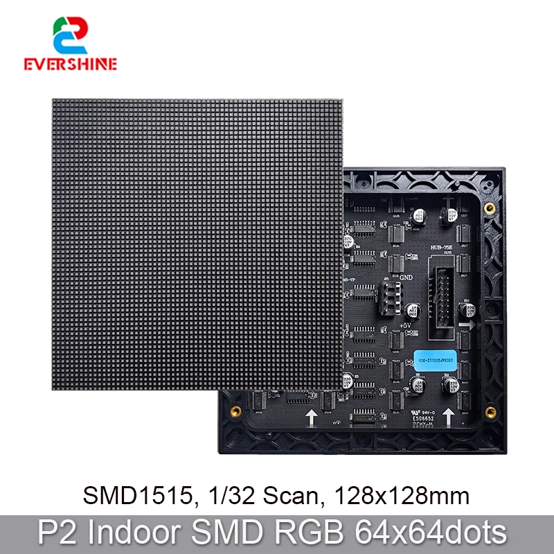 

Hot! High Resolution 64x64pixels Small Pitch 2mm P2 Indoor SMD RGB 1/32 Scan128x128mm Full Color Video LED Screen Module