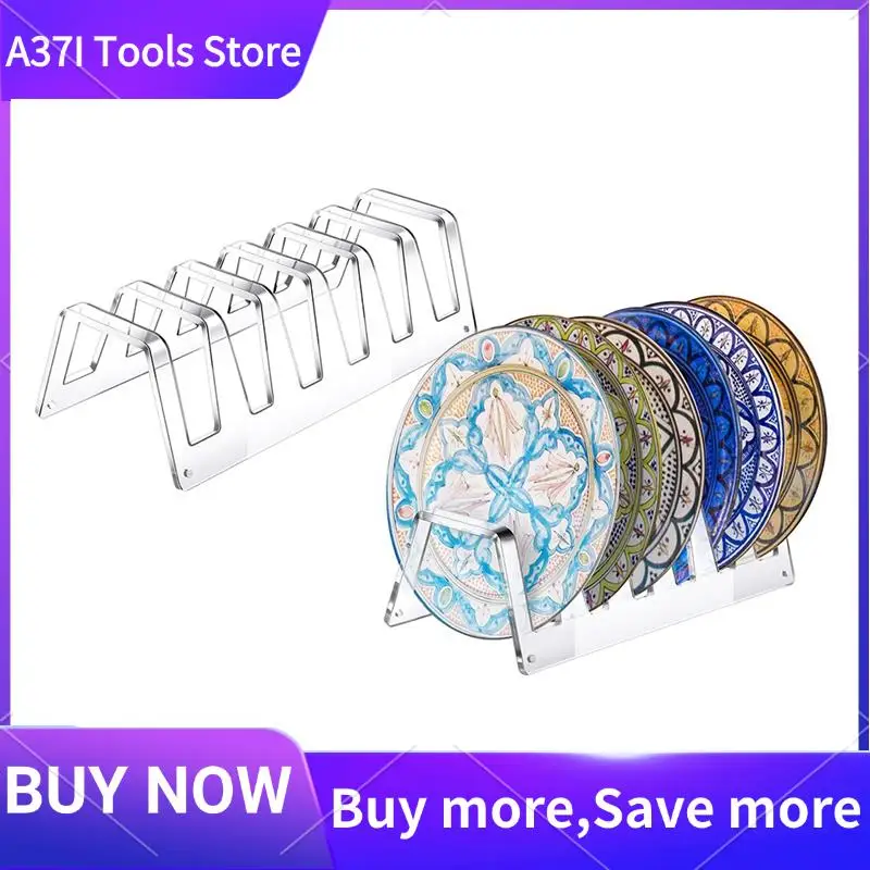 

Acrylic Plate Display Stand, 6 Tiered Clear Acrylic Holders For Showcasing Dinnerware, Kitchenware, Decorative Plates-[A37I]