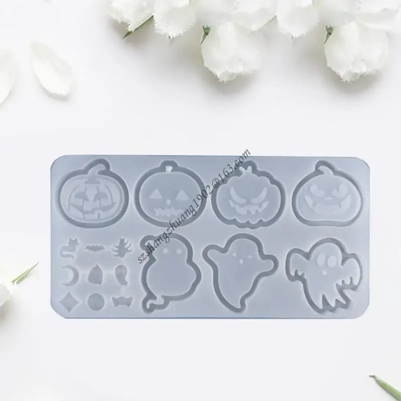 

Q6RB Halloween Pumpkin Keychain Silicone Mold Hollow Shaker Mould Keyring Crystal Making Hanging Pendant Jewelry