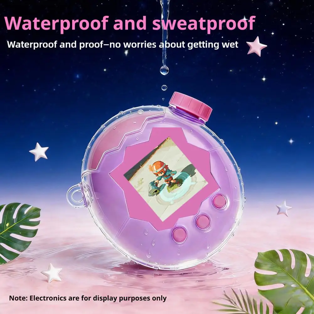 For Tamagotchi Paradise Clear Glitter Protective Case, PC Full-Wrap Shockproof Cover, Waterproof Scratch Resistant Protector