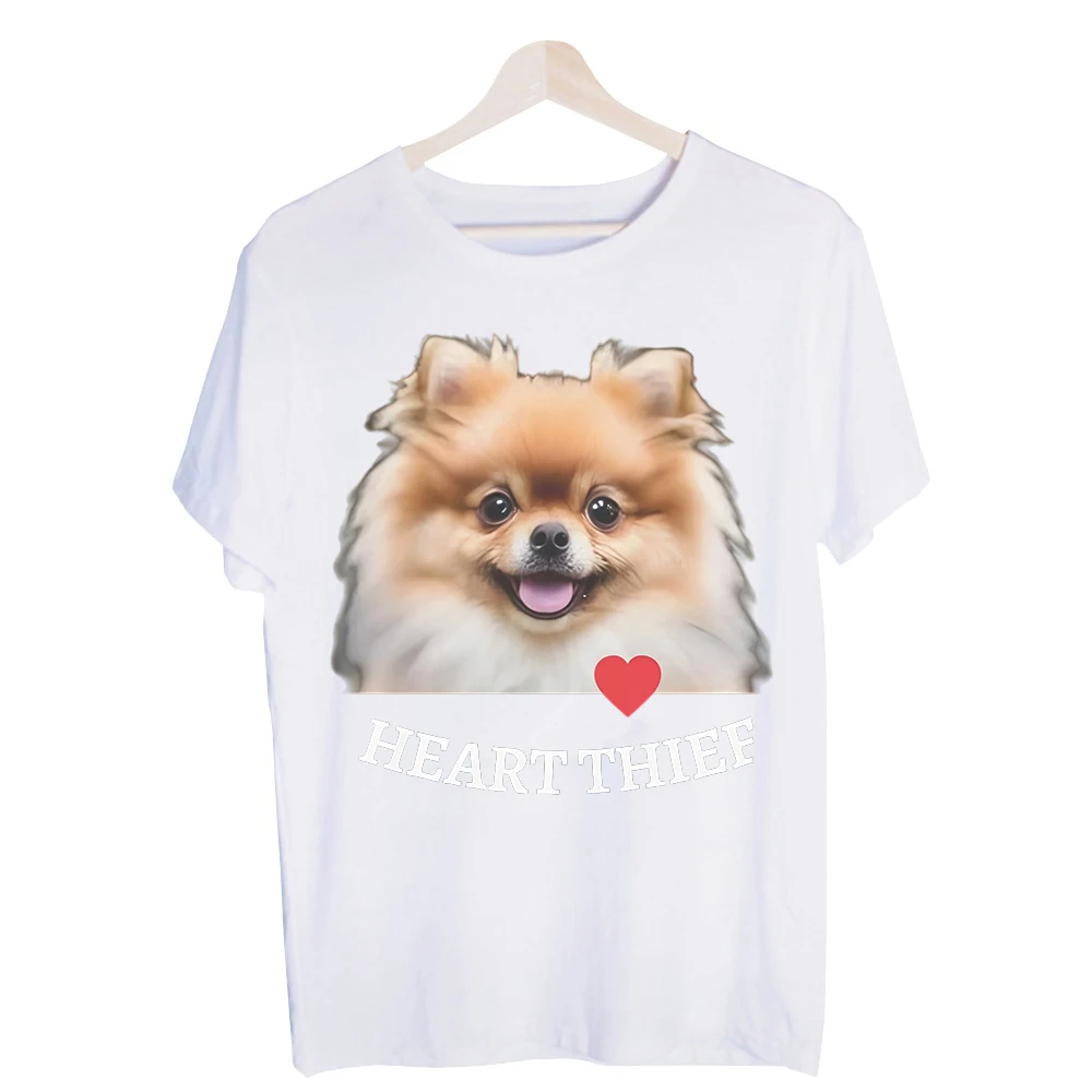 Men's Pomeranian Dog Graphic Tee, Short Sleeve Crew Neck T-Shirt for Casual Daily Wear and Pet Lover Outfits