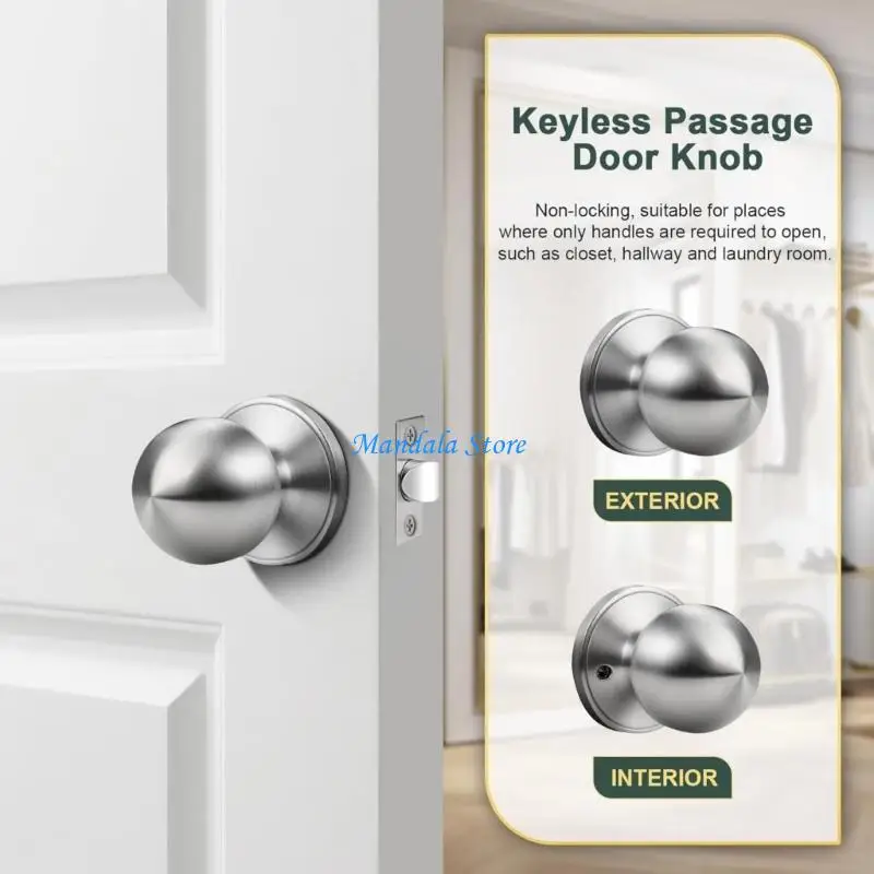 U2JC Tool Release Install Passage Knob Not Locking Function Strong Construction Interior Door Accessory