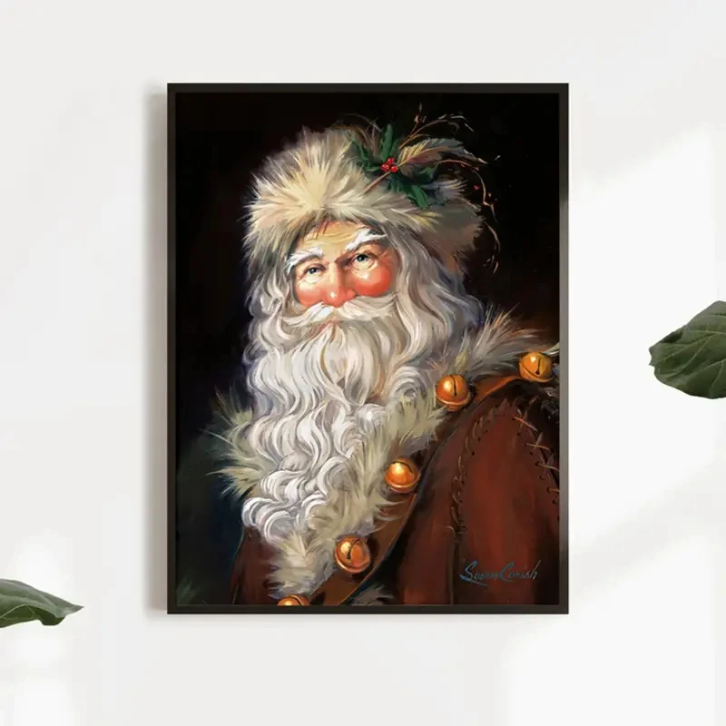 Modern Style Christma Portrait Canvas Prints White Beard Grandpa Witchcraft Wall Art Poster Living Room Dormitory Decor Cuadros