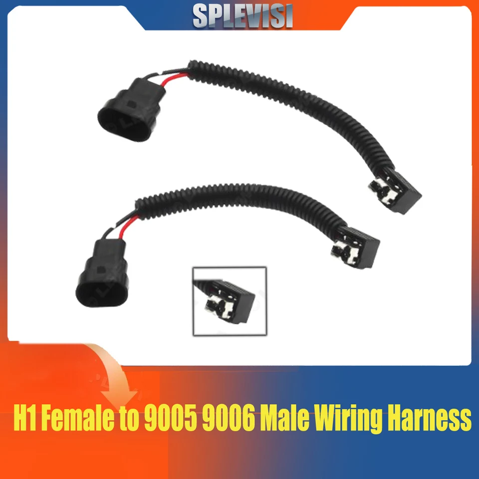 

2x H1 Female to 9005 9006 Male Exchange Connector Retrofit Pigtail Wiring Harness Adapters Extension for Headlight Fog Light