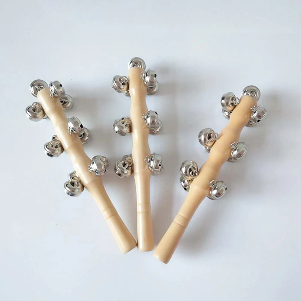 

4Pcs Natural Wood Rattle Toys Baby Hand Jingle Bells Safe Non Toxic Musical Sensory Development Gift